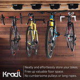 Kradl - Ceiling Mount Bike Lift and Rack. Bicycle Storage Hoist without Electricity, Clumsy Ropes or Pulleys.