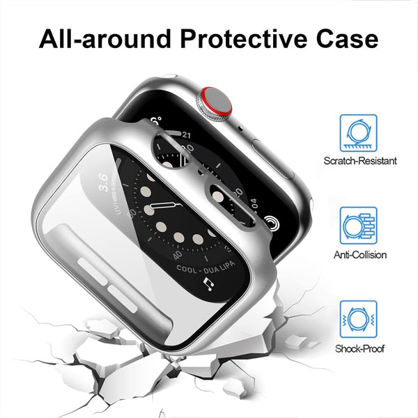 Haojavo 12 Pack Case with Tempered Glass Screen Protector Compatible for Apple Watch 44Mm SE (2Nd Gen) Series 6 5 4 SE, Full Hard PC Scratch Resistant Bumper Protective Cover for Iwatch Accessories