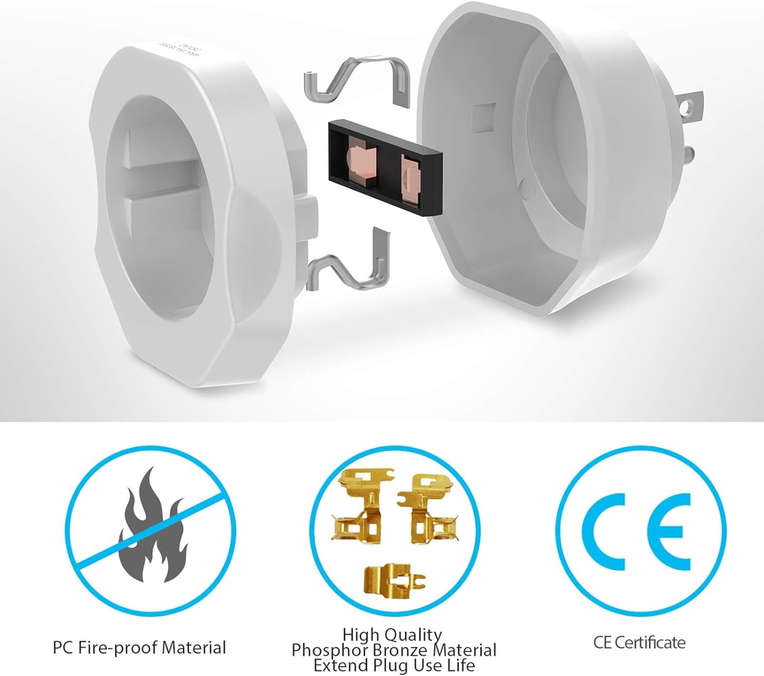 1 Pack European to US Plug Adapter, VINTAR EU to US Adapter, Europe to USA Travel Converter for Most of EU Spain France Type C E F Plugs to America