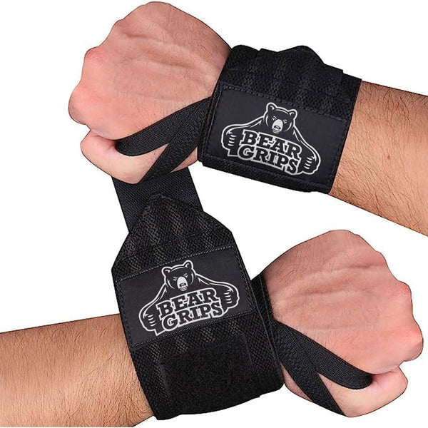 Bear Grips Wrist Wraps for Weightlifting | Weight Lifting Wrist Straps for Weightlifting | Extra Strength Gym Wrist Wraps | Two Wrist Wrap per Pack | 12” & 18” | Lifting Wrist Wraps for Men & Women