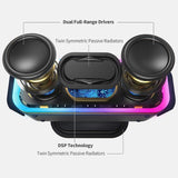 DOSS Soundbox Pro+ Bluetooth Speaker with 24W Impressive Sound, Booming Bass, IPX6 Waterproof, 15Hrs Playtime, Wireless Stereo Pairing, Mixed Colors Lights, 66 FT- Grey