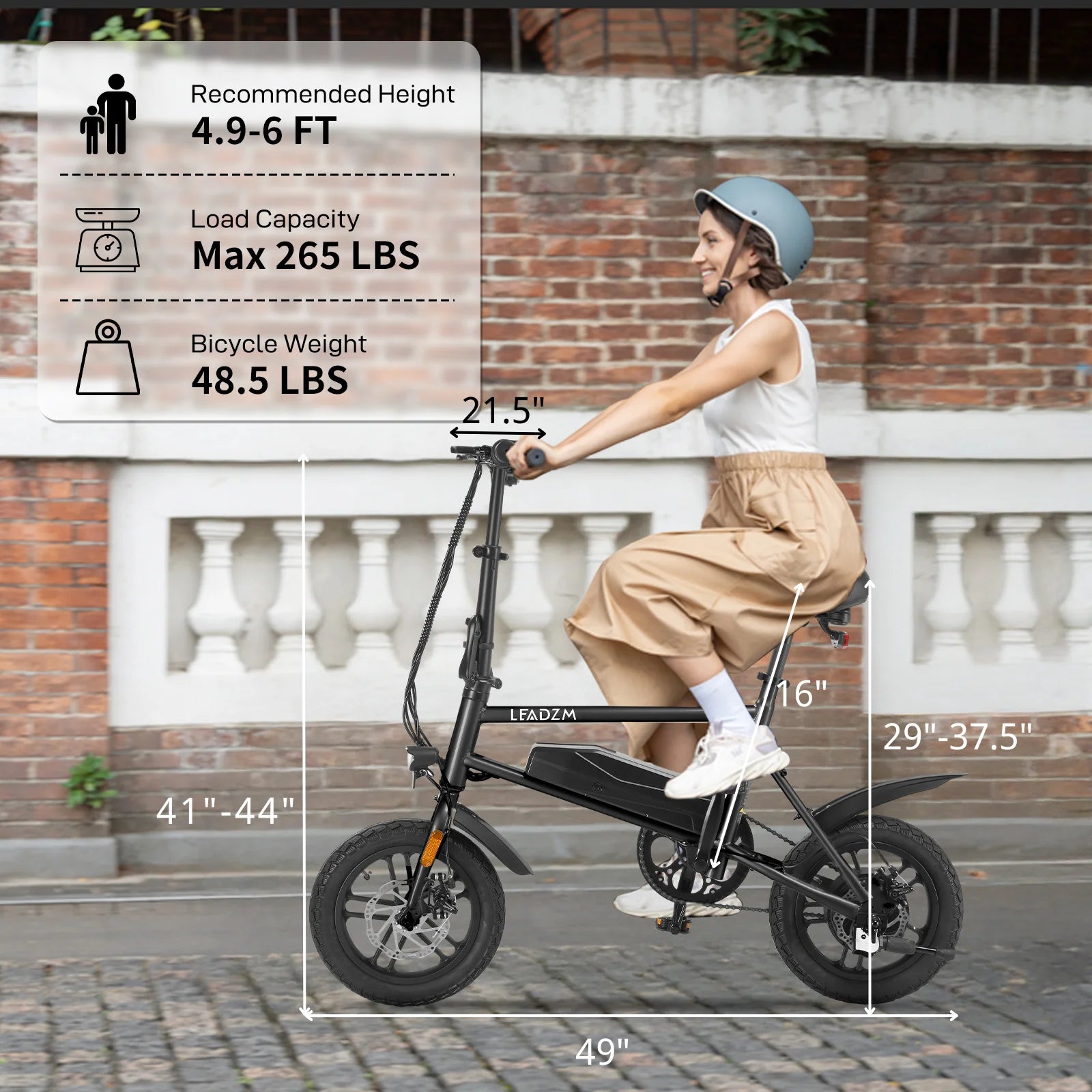 14" Folding Electric Bike for Adults Teens, 500W 36/7.8 AH, Pedal-Assist, Commuter Cruiser City E Bike