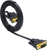 Dtech Thin Computer Monitor VGA Cable 6Ft Standard 15 Pin Connector Male to Male VGA Cord Flat Wire for Desktop (6 Feet, Black)