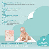 Baby Hooded Towel Bath Set, Muslin Printed Hood, Pack of 2, Pink Shells