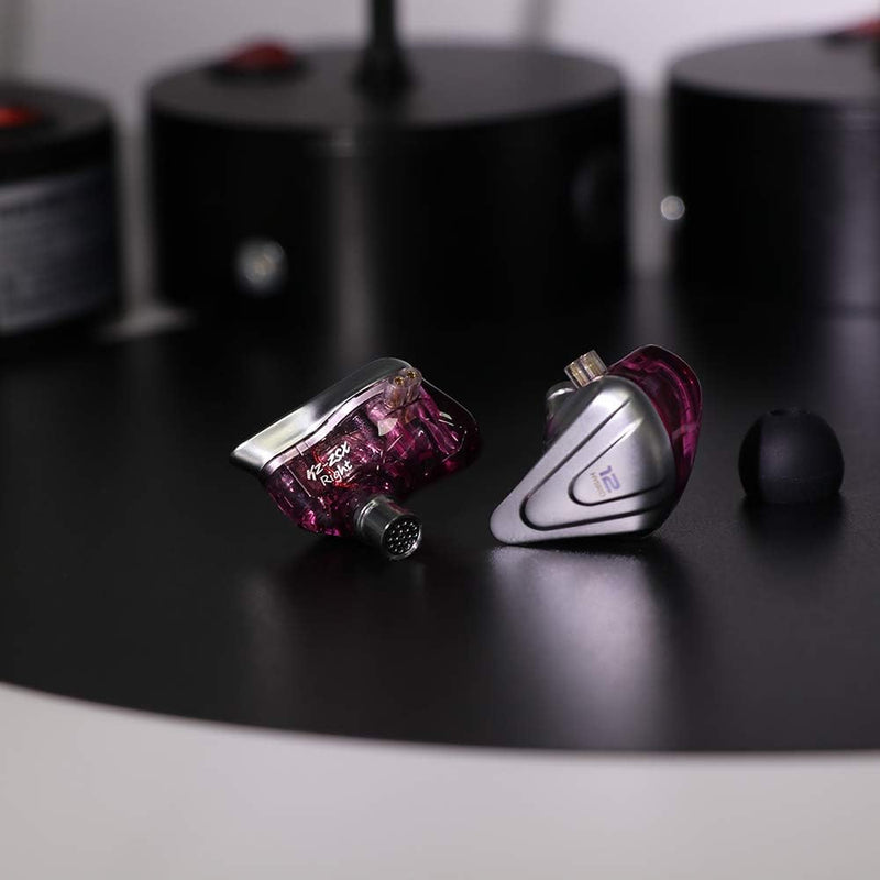 Linsoul KZ ZSX 5BA+1DD 6 Driver Hybrid In-Ear Hifi Earphones with Zinc Alloy Faceplate, Recessed 2 Pin Detachable Cable for Audiophile Musician (Without Mic, Purple)