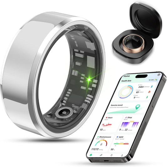 2025 Enhanced Smart Health Tracking Ring for Men and Women - IP68 Waterproof Fitness Tracker with Sleep Monitoring, Heart Rate, Blood Oxygen, Step Count, Distance, and Calorie Tracking, Includes Air Shutter and 7-Day Charging Case, Silver #10