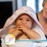 Baby Hooded Towel Bath Set, Muslin Printed Hood, Pack of 2, Pink Shells
