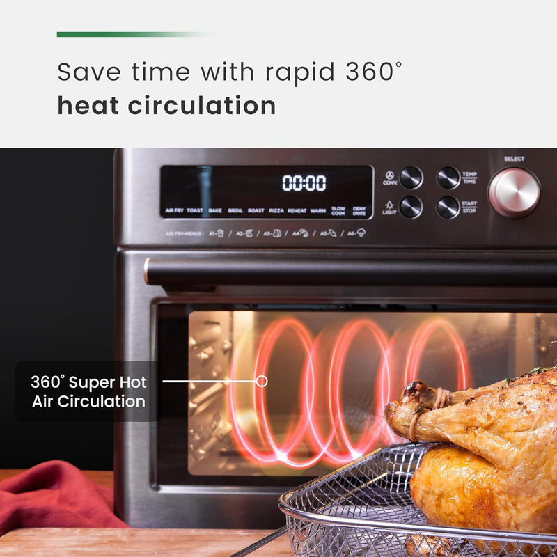 VAL CUCINE 26.3 QT/25 L Extra-Large Smart Air Fryer Toaster Oven, 10-In-1 Convection Countertop Oven Combination (Black Matte Stainless Steel)