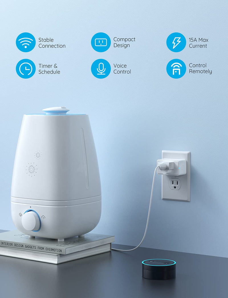Govee Smart Plug 15A, Wifi Bluetooth Outlets 4 Pack Work with Alexa and Google Assistant, Wifi Plugs with Multiple Timers, Govee Home APP Group Control Remotely, No Hub Required, ETL&FCC Certified