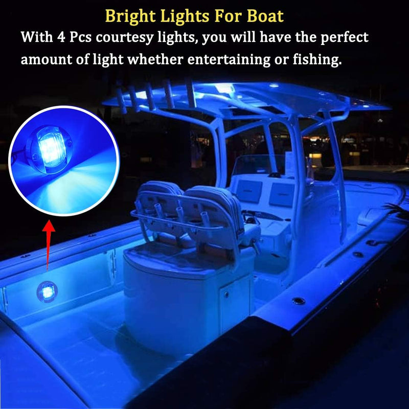 Boaton LED Night Fishing Lights - Courtesy, Deck, Navigation Lights for Boats (Blue)