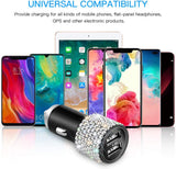 Otostar Dual USB Car Charger, 4.8A Output, Bling Crystal Diamond Car Decorations Accessories Fast Charging Adapter for Iphones Android Ios, Samsung Galaxy, LG, Nexus, HTC (Silver)