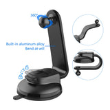 Accessories: Suction Cup Car Phone Bracket 17mm Universal Ball Telescopic Arm Foldable