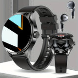 2025 New Smart Watch Earphones 2 in 1 1.46 Inch HD Touch Screen Wireless Call Camera Alarm Clock 100+ Sports Training Modes Gift