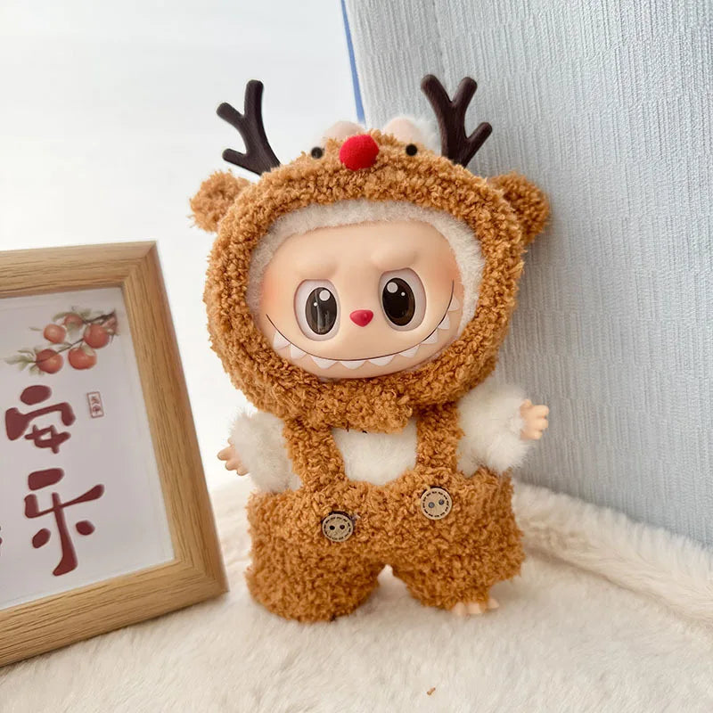 15cm/17cm Labubu Doll Clothes LABUBU Sitting Party 1st 2nd and 3rd Generation Outfit Cloud Fleece Totoro Set Gift for Labubu Fan