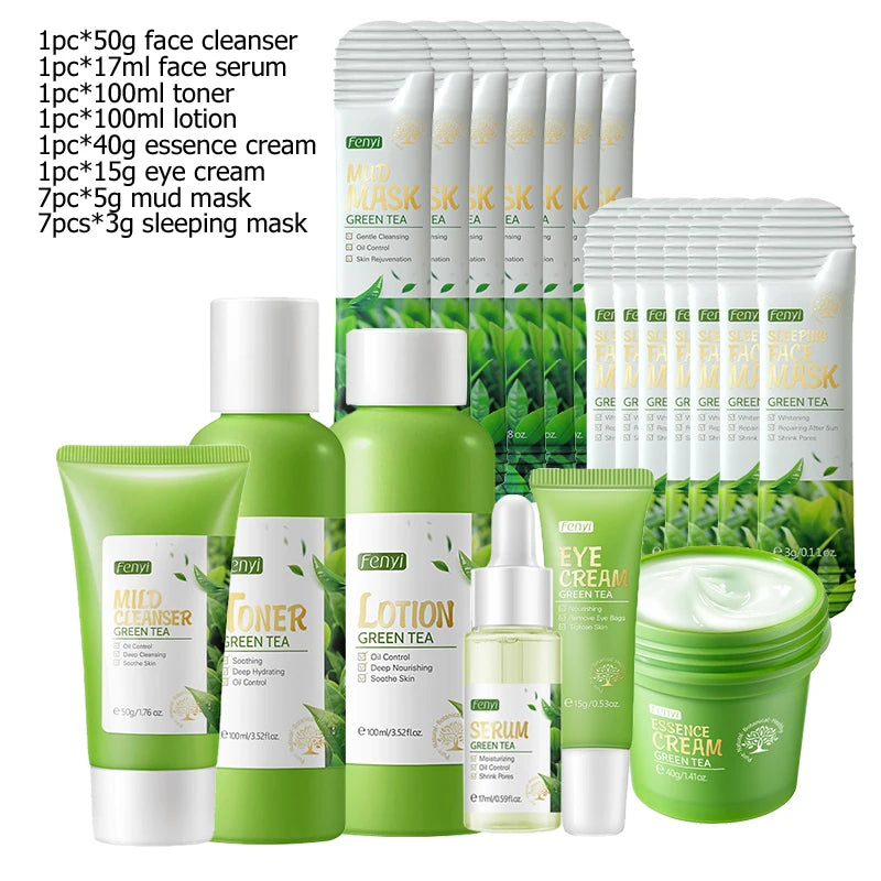 SakuraSkin Green Tea Cosmetic Set – Moisture & Glow