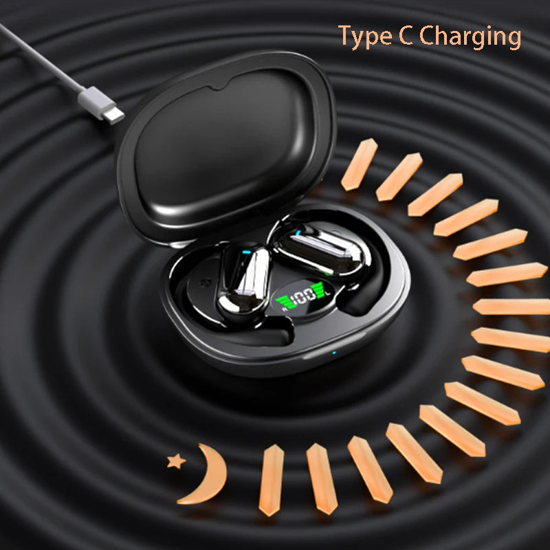 with Bluetooth OWS Earphone Sport Noiseless Audio Control Big Battery Voice Call Digital Display Wireless BT Ear Mounted Headset