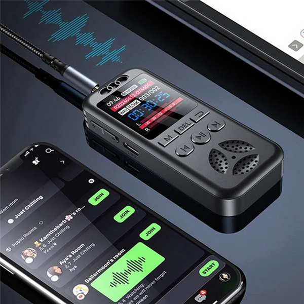 Digital Voice Recorder MP3 Player HD Noise Reduction WAV Audio Player One-Button Portable Recording Deviceabgi