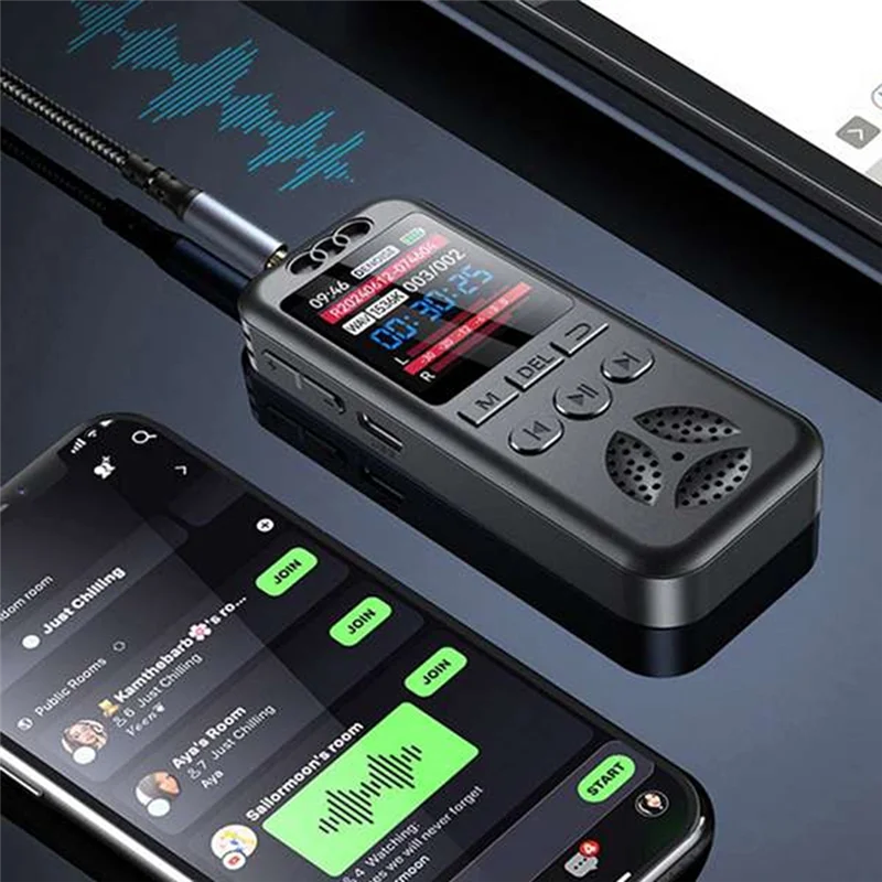 Digital Voice Recorder MP3 Player HD Noise Reduction WAV Audio Player One-Button Portable Recording Deviceabgi