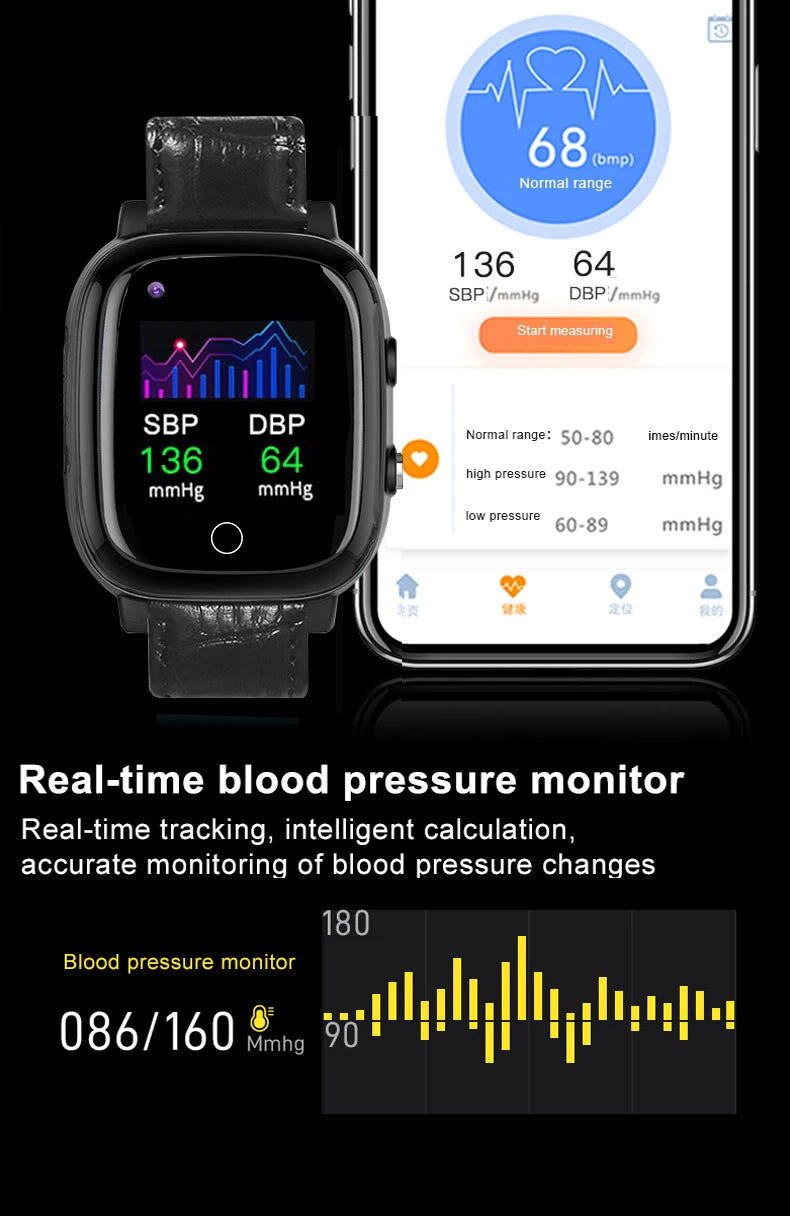 Smart Watch For Old People Elderly Smart Watch For Senior Fall Detection GPS Positioning 4G Sim Card SOS Phone Call Heart Rate T