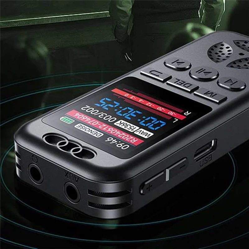 Digital Voice Recorder MP3 Player HD Noise Reduction WAV Audio Player One-Button Portable Recording Deviceabgi