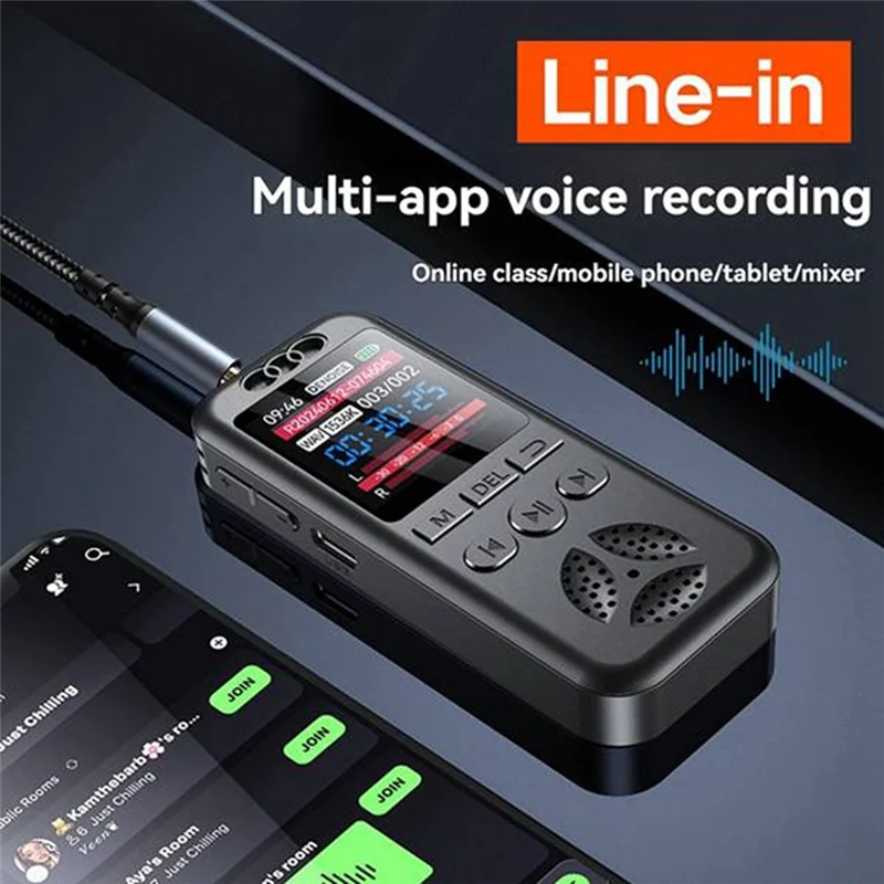 Digital Voice Recorder MP3 Player HD Noise Reduction WAV Audio Player One-Button Portable Recording Deviceabgi
