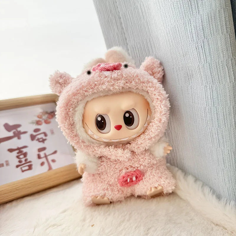 15cm/17cm Labubu Doll Clothes LABUBU Sitting Party 1st 2nd and 3rd Generation Outfit Cloud Fleece Totoro Set Gift for Labubu Fan