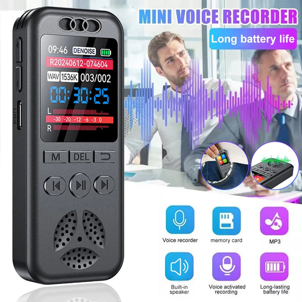 Digital Voice Recorder Professional Noise Reduction Audio Dictaphone Voice Activated Sound Recording MP3 Player Long Time Record