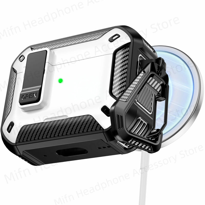 2025 new airpod pro usb c/2nd/1st case carbon fibre design with Phone Stand&Magnetic charging Boxs for Men AirPod 4/Pro 2 3 Case