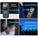 Digital Voice Recorder Professional Noise Reduction Audio Dictaphone Voice Activated Sound Recording MP3 Player Long Time Record