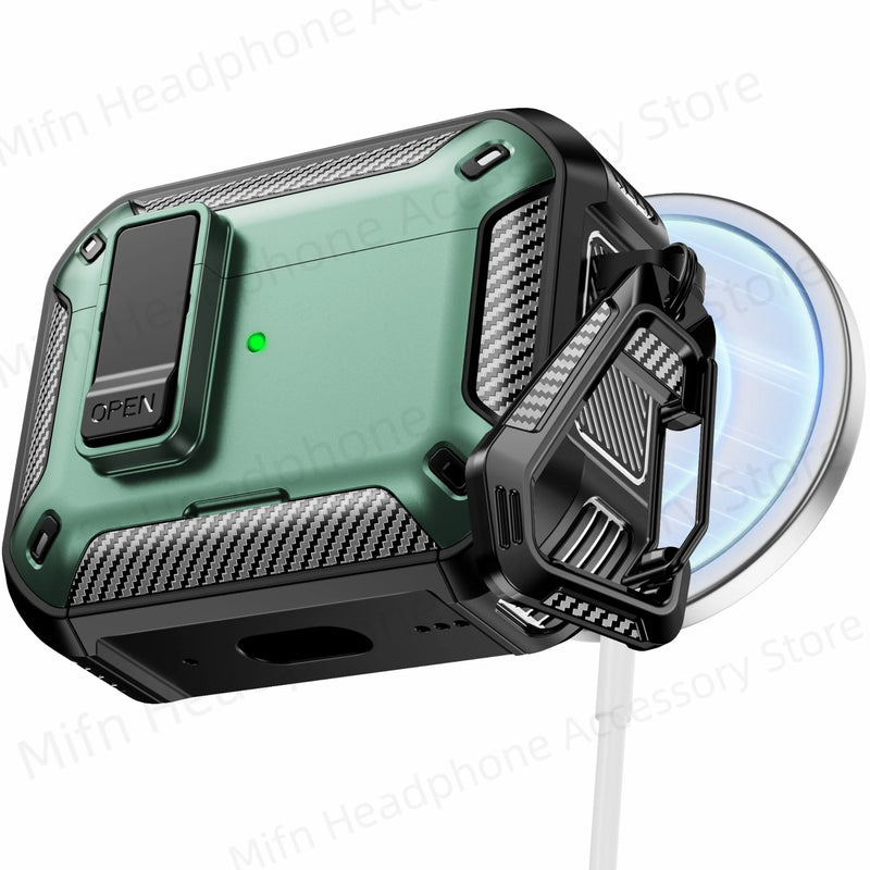 2025 new airpod pro usb c/2nd/1st case carbon fibre design with Phone Stand&Magnetic charging Boxs for Men AirPod 4/Pro 2 3 Case