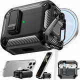 2025 new airpod pro usb c/2nd/1st case carbon fibre design with Phone Stand&Magnetic charging Boxs for Men AirPod 4/Pro 2 3 Case