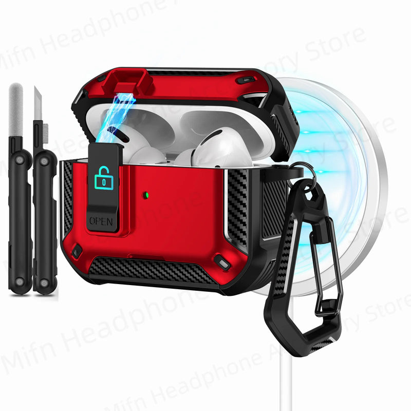 2025 new airpod pro usb c/2nd/1st case carbon fibre design with Phone Stand&Magnetic charging Boxs for Men AirPod 4/Pro 2 3 Case