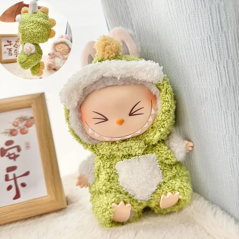 15cm/17cm Labubu Doll Clothes LABUBU Sitting Party 1st 2nd and 3rd Generation Outfit Cloud Fleece Totoro Set Gift for Labubu Fan