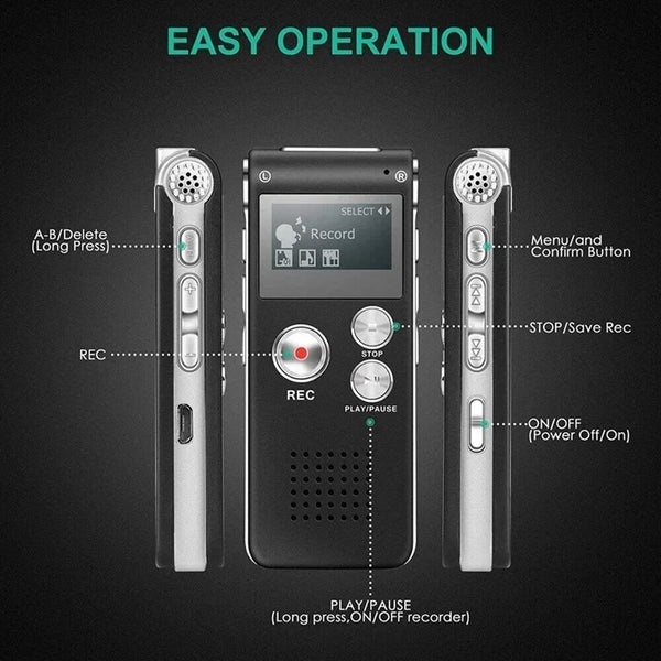 8GB Voice Recorder MP3 Player Mini Sound Audio Recorder Professional Mini USB Flash Drive Recording Dictaphone