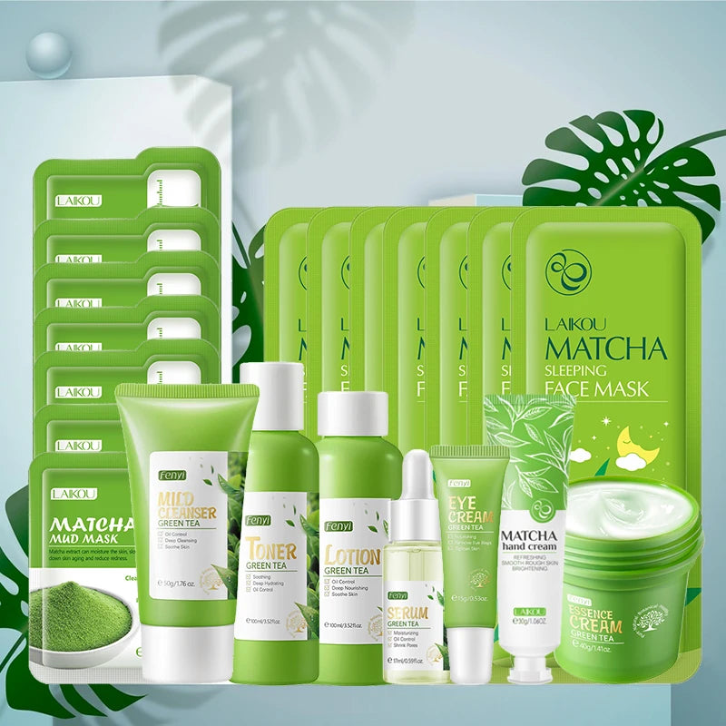 SakuraSkin Green Tea Cosmetic Set – Moisture & Glow