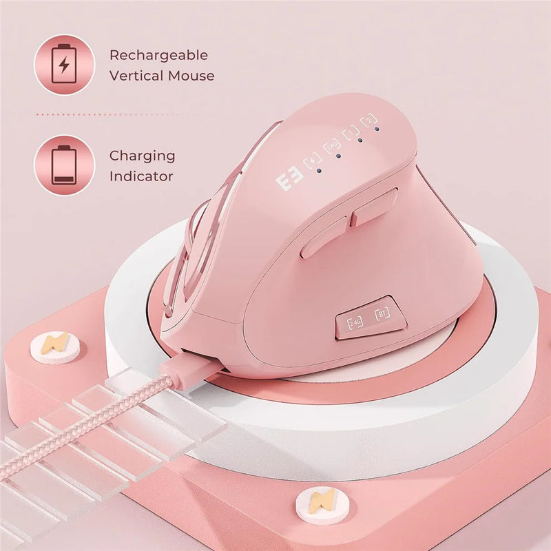Ergonomic Mouse Blueooth Wireless Vertical Mouse Rechargeable Optical Mice for iPad Laptop Computer
