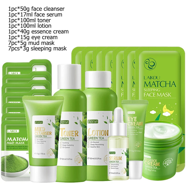 SakuraSkin Green Tea Cosmetic Set – Moisture & Glow