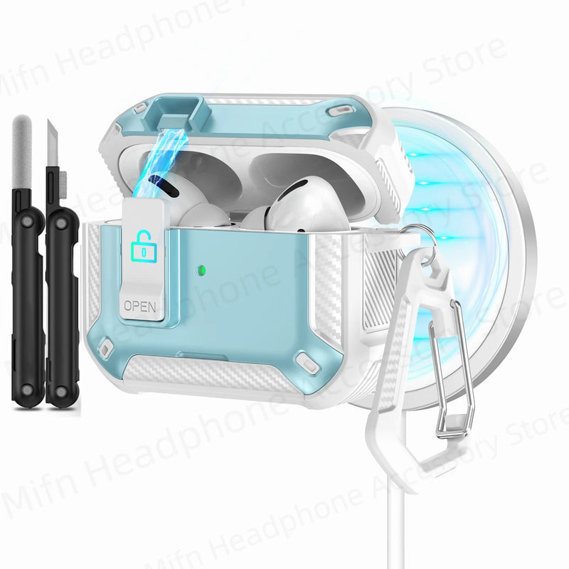 2025 new airpod pro usb c/2nd/1st case carbon fibre design with Phone Stand&Magnetic charging Boxs for Men AirPod 4/Pro 2 3 Case