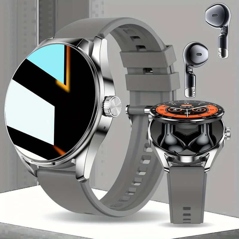 2025 New Smart Watch Earphones 2 in 1 1.46 Inch HD Touch Screen Wireless Call Camera Alarm Clock 100+ Sports Training Modes Gift