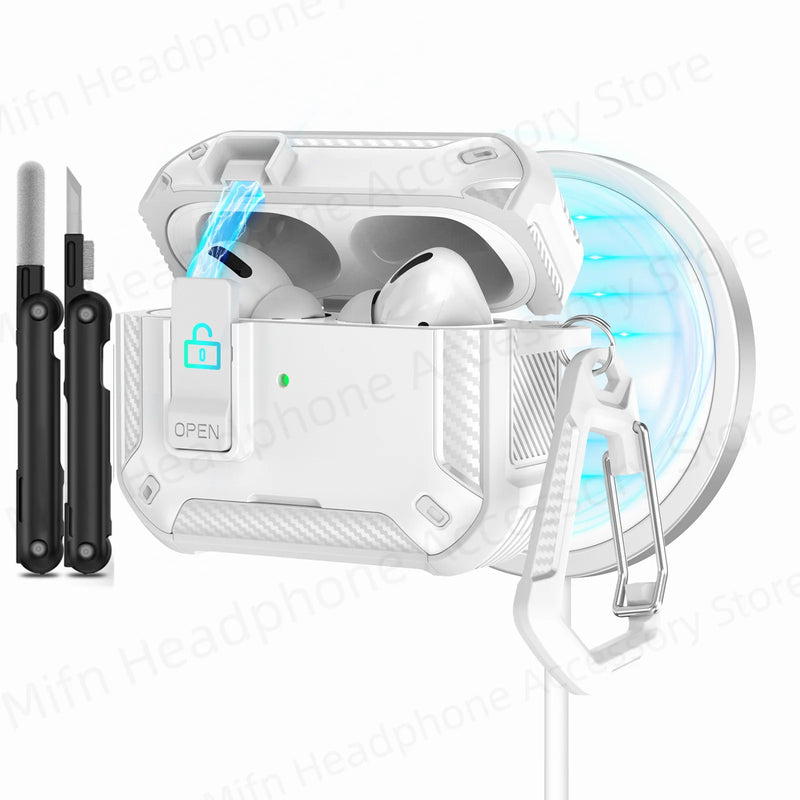2025 new airpod pro usb c/2nd/1st case carbon fibre design with Phone Stand&Magnetic charging Boxs for Men AirPod 4/Pro 2 3 Case