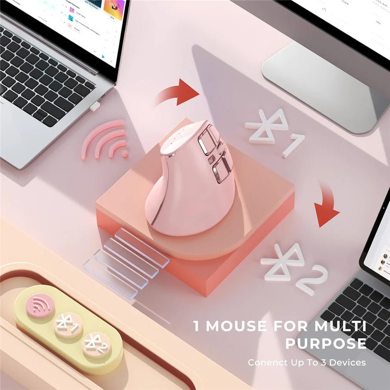 Ergonomic Mouse Blueooth Wireless Vertical Mouse Rechargeable Optical Mice for iPad Laptop Computer