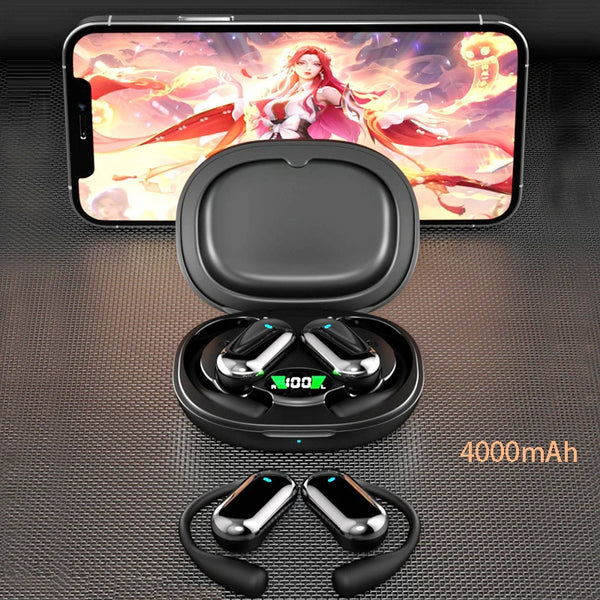 with Bluetooth OWS Earphone Sport Noiseless Audio Control Big Battery Voice Call Digital Display Wireless BT Ear Mounted Headset