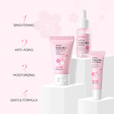 3pcs/set LAIKOU Vitamin C 24K Golden Sakura Skin Care Sets Face Cream Serum Eye Cream Moisturizing Anti Wrinkles Face Care Kit
