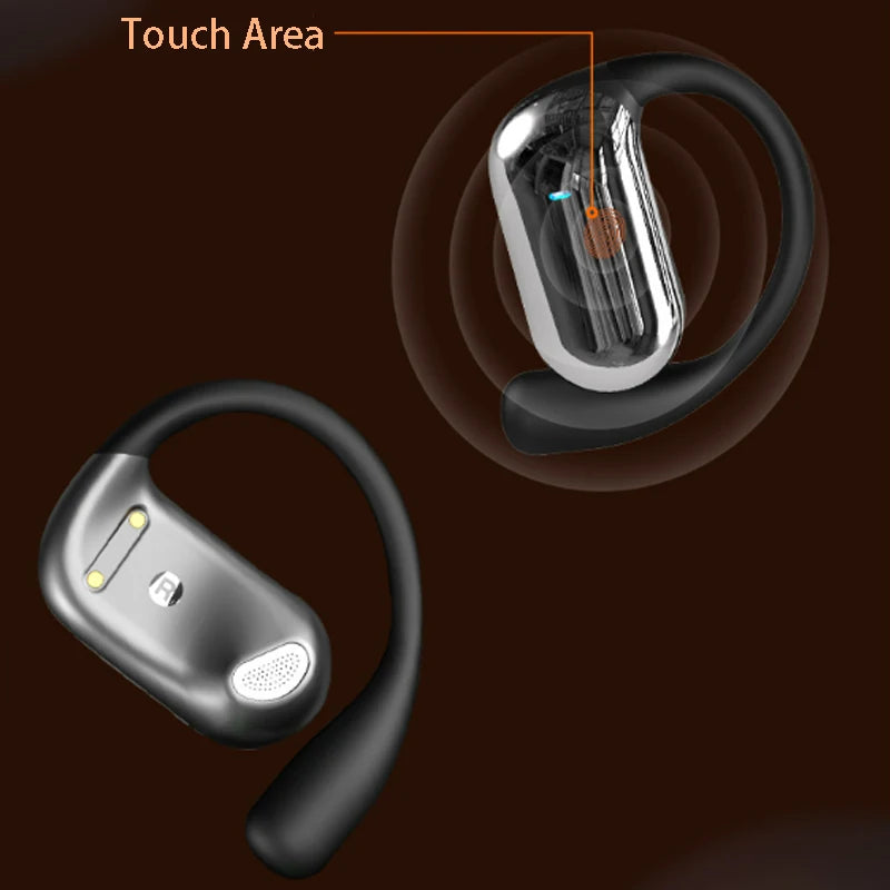 with Bluetooth OWS Earphone Sport Noiseless Audio Control Big Battery Voice Call Digital Display Wireless BT Ear Mounted Headset