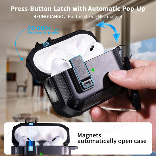 2025 new airpod pro usb c/2nd/1st case carbon fibre design with Phone Stand&Magnetic charging Boxs for Men AirPod 4/Pro 2 3 Case