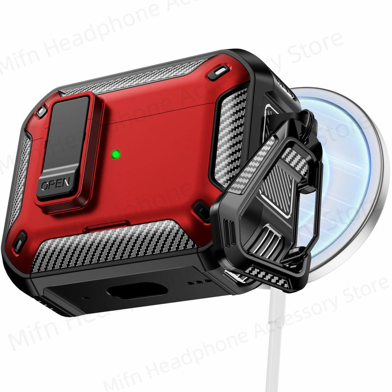 2025 new airpod pro usb c/2nd/1st case carbon fibre design with Phone Stand&Magnetic charging Boxs for Men AirPod 4/Pro 2 3 Case