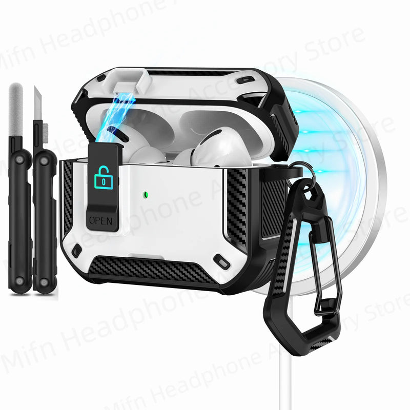 2025 new airpod pro usb c/2nd/1st case carbon fibre design with Phone Stand&Magnetic charging Boxs for Men AirPod 4/Pro 2 3 Case