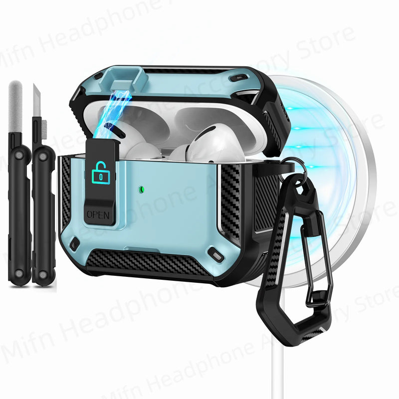2025 new airpod pro usb c/2nd/1st case carbon fibre design with Phone Stand&Magnetic charging Boxs for Men AirPod 4/Pro 2 3 Case