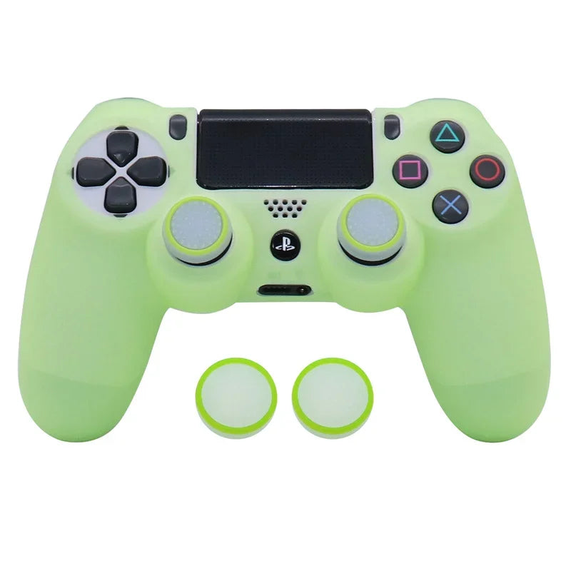 Glow in Dark Games Accessories Gamepad Joystick Case Cover  for PS4 Soft Silicon Case for PlayStation 4 Controller Skin Case