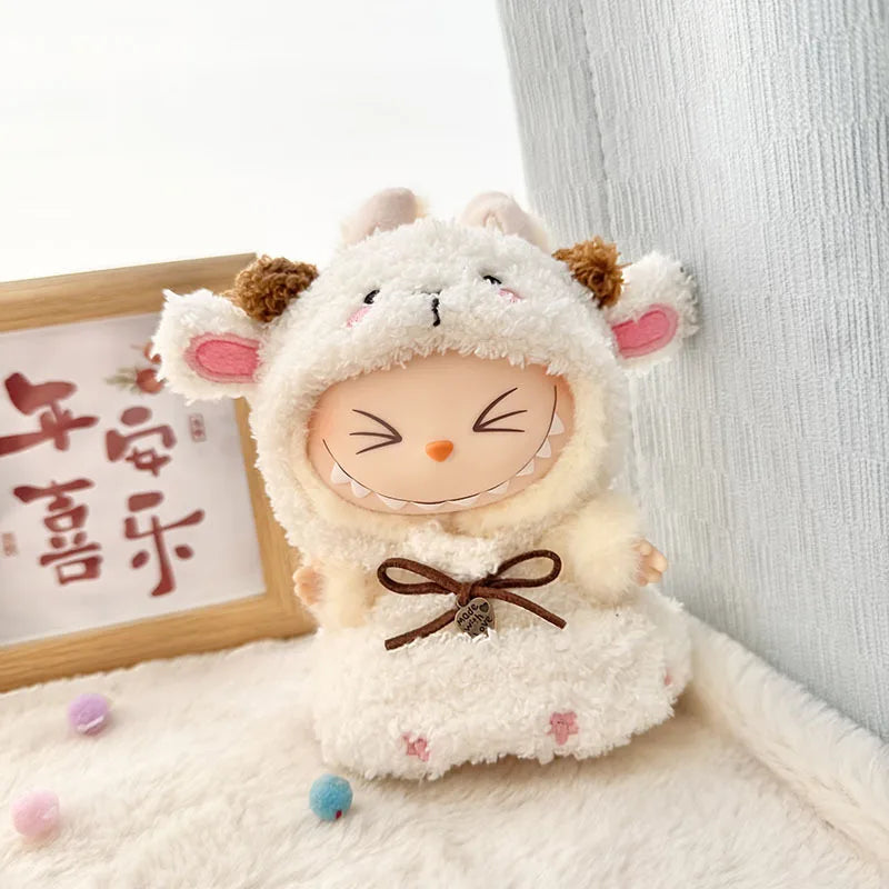 15cm/17cm Labubu Doll Clothes LABUBU Sitting Party 1st 2nd and 3rd Generation Outfit Cloud Fleece Totoro Set Gift for Labubu Fan